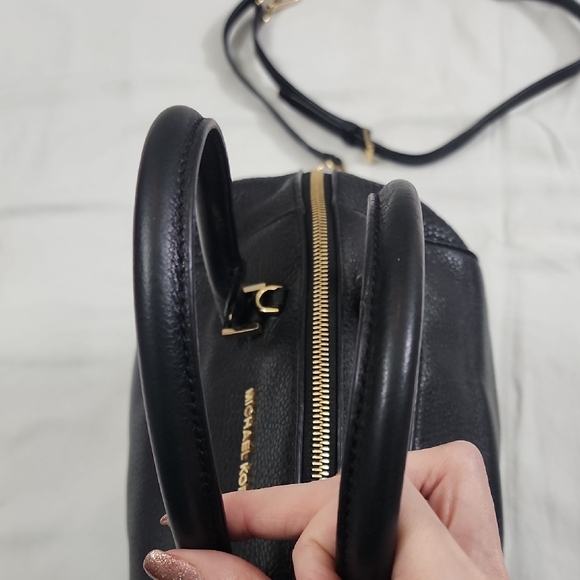 Michael Kors Black Pebbled Leather Satchel With Gold Hardware And Dust Bag - Picture 7 of 12